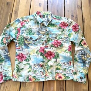 Tasha Polizzi For T.p. Saddleblanket & Co. Striped Multicolor Floral Boat Jacket